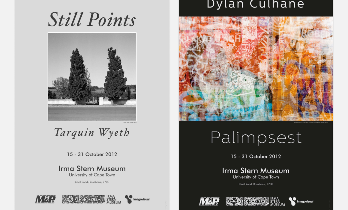 Posters for “Still Points” and “Palimpsest” exhibitions at the Irma Stern Museum, designed by Imago Visual for the Month of Photography 2012.