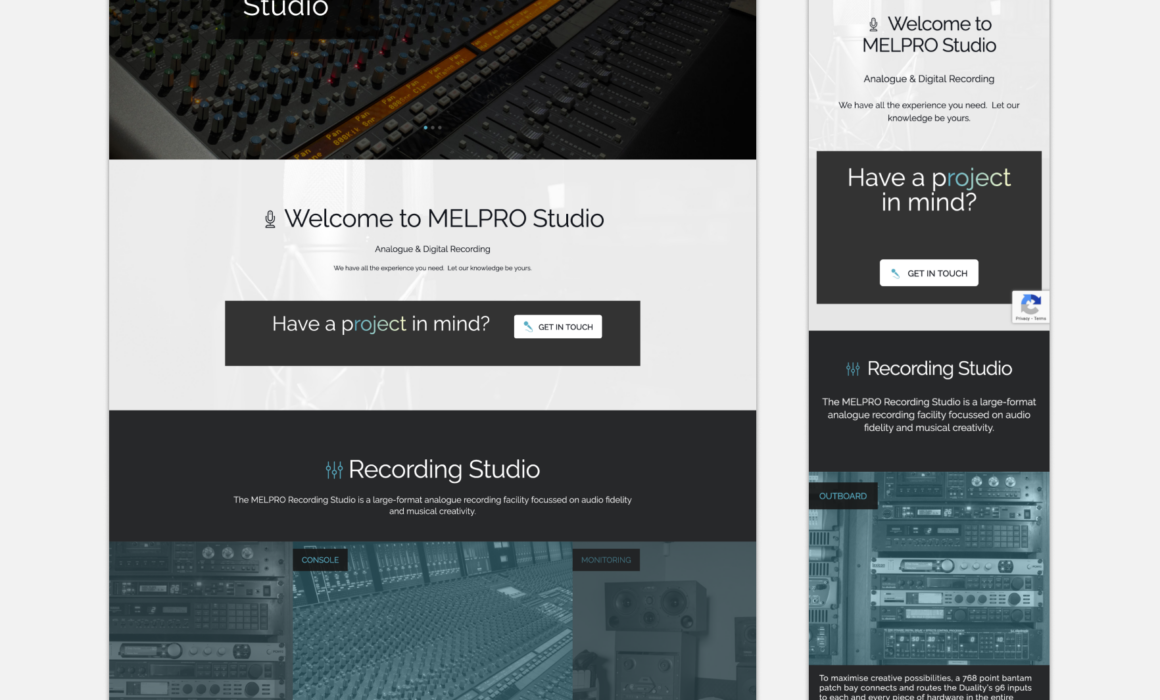 Inside MELPRO Studio, showcasing vintage recording equipment and studio environment.