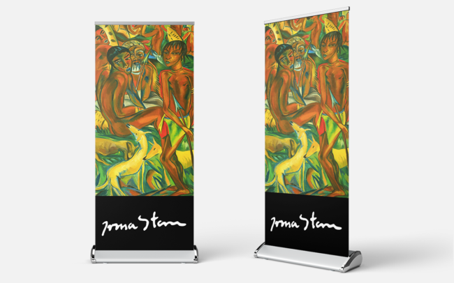 Designed roll-up banner for an exhibit.