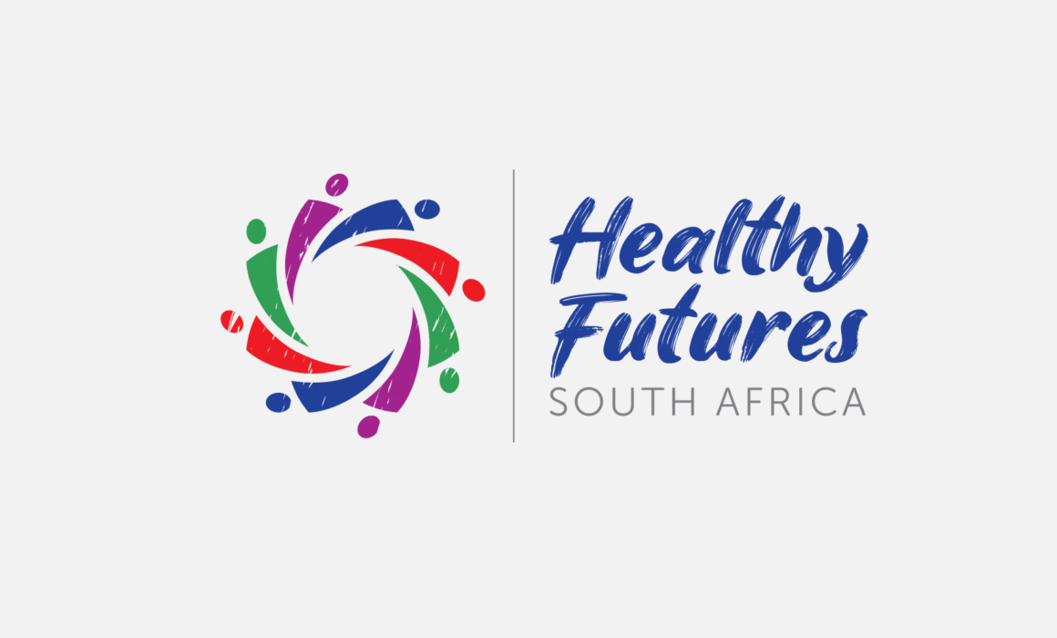 Logo of Healthy Futures South Africa, designed by Imago Visual, featuring dynamic elements and vibrant colours.