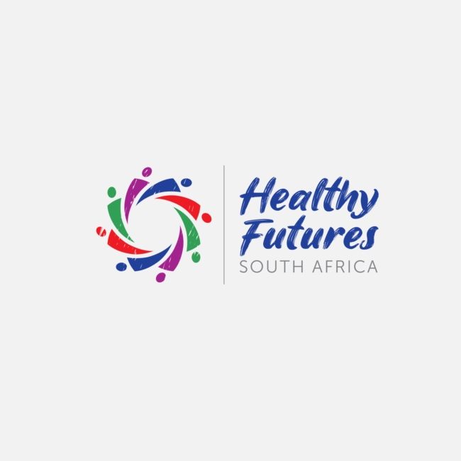 Logo of Healthy Futures South Africa, designed by Imago Visual, featuring dynamic elements and vibrant colours.