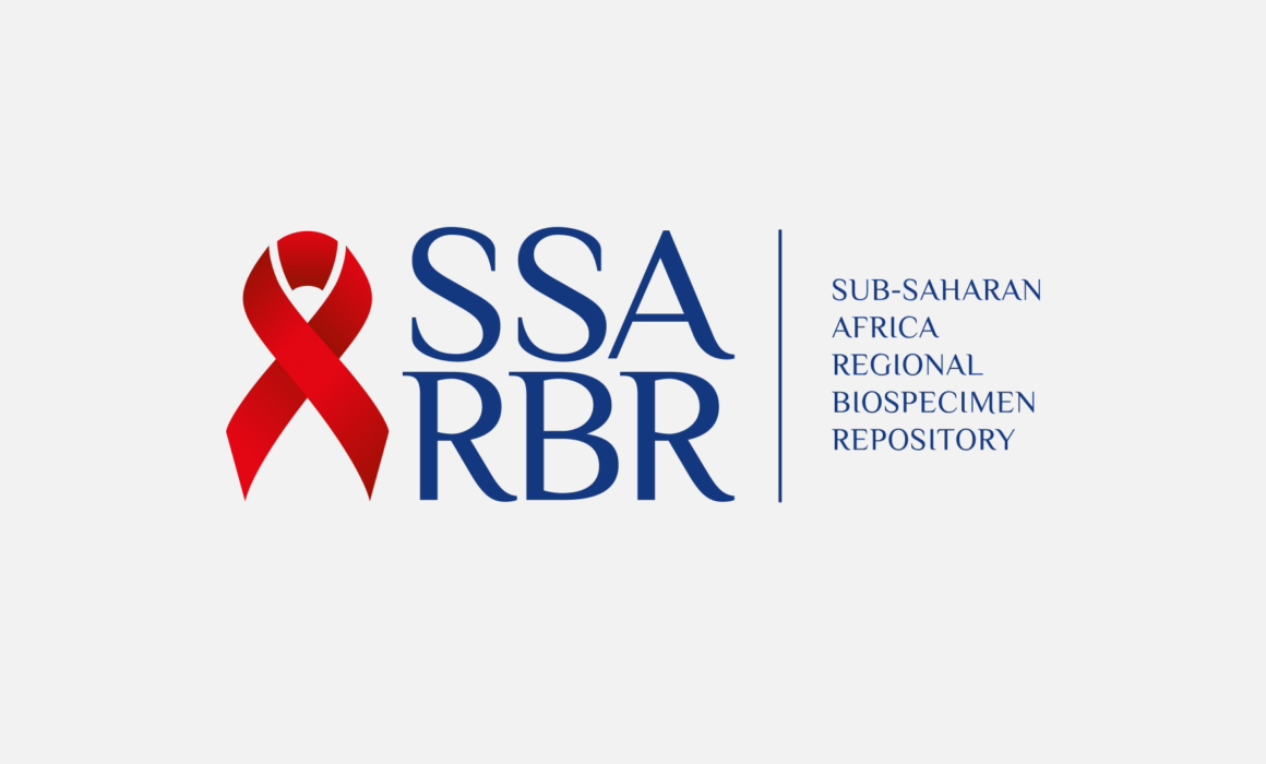 Logo of SSA RBR featuring an AIDS ribbon, designed by Imago Visual, symbolising the fight against HIV/AIDS and support for health research in Sub-Saharan Africa.