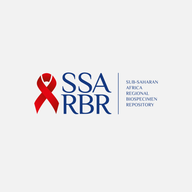 Logo of SSA RBR featuring an AIDS ribbon, designed by Imago Visual, symbolising the fight against HIV/AIDS and support for health research in Sub-Saharan Africa.